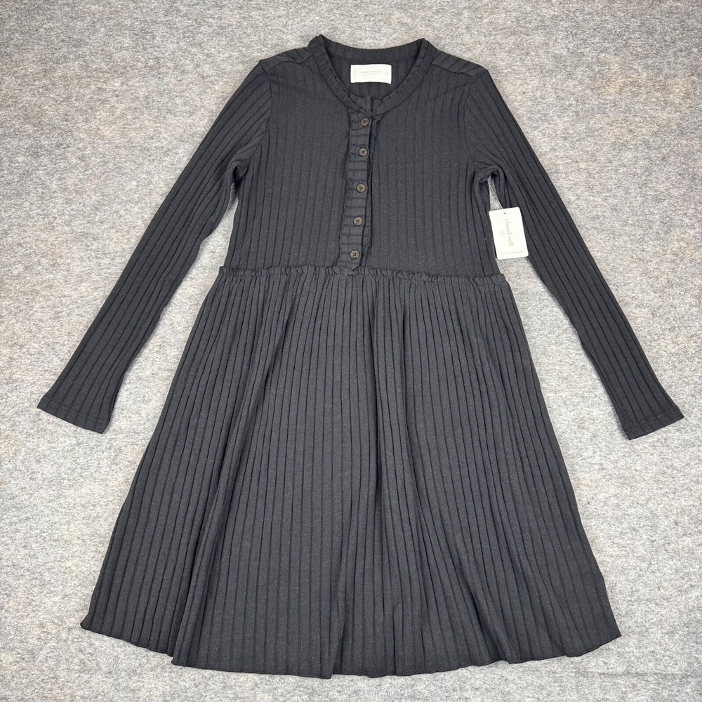 Lucky Brand Cloud Soft Ribbed Henley‎ Shift Dress Black Womens XS